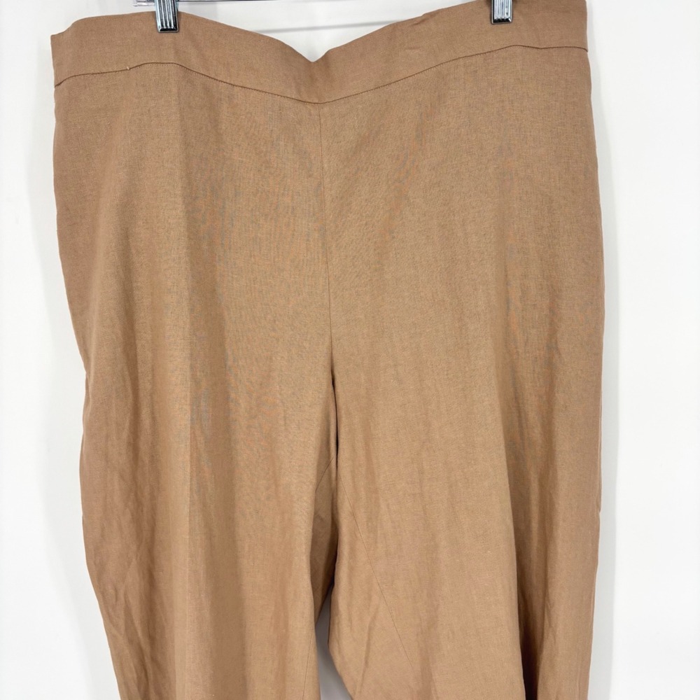 Bar III Womens 3X Tan Linen Blend Relaxed Straight Leg Dress Pants NWT